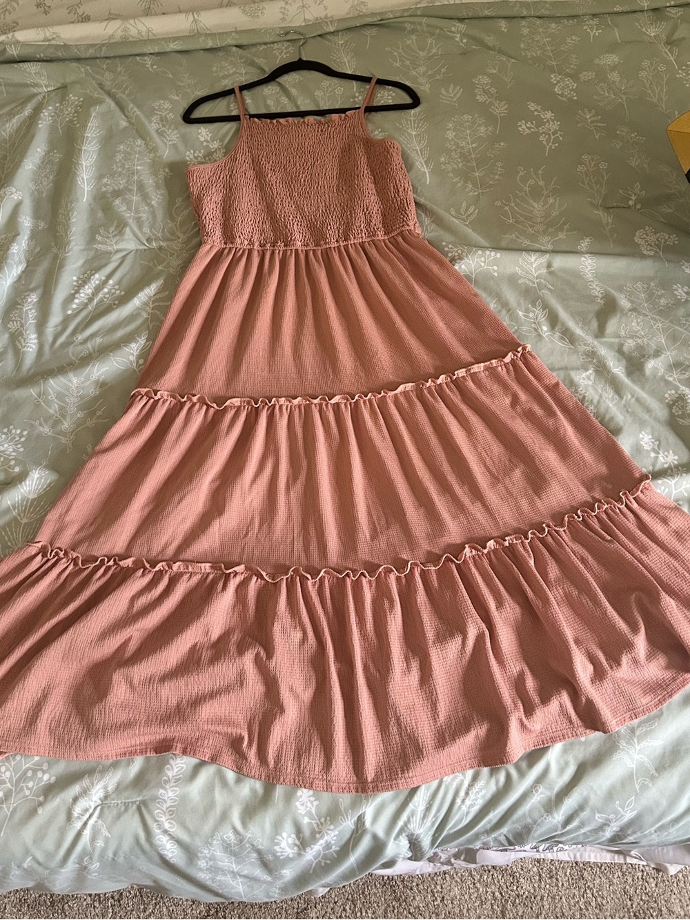 Liberty Love Smocked Sleeveless Ruffle Dress in Dusty Mauve